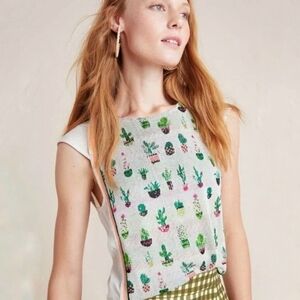 Anthro Aldo Martins cactus knit top cap sleeves bamboo size small